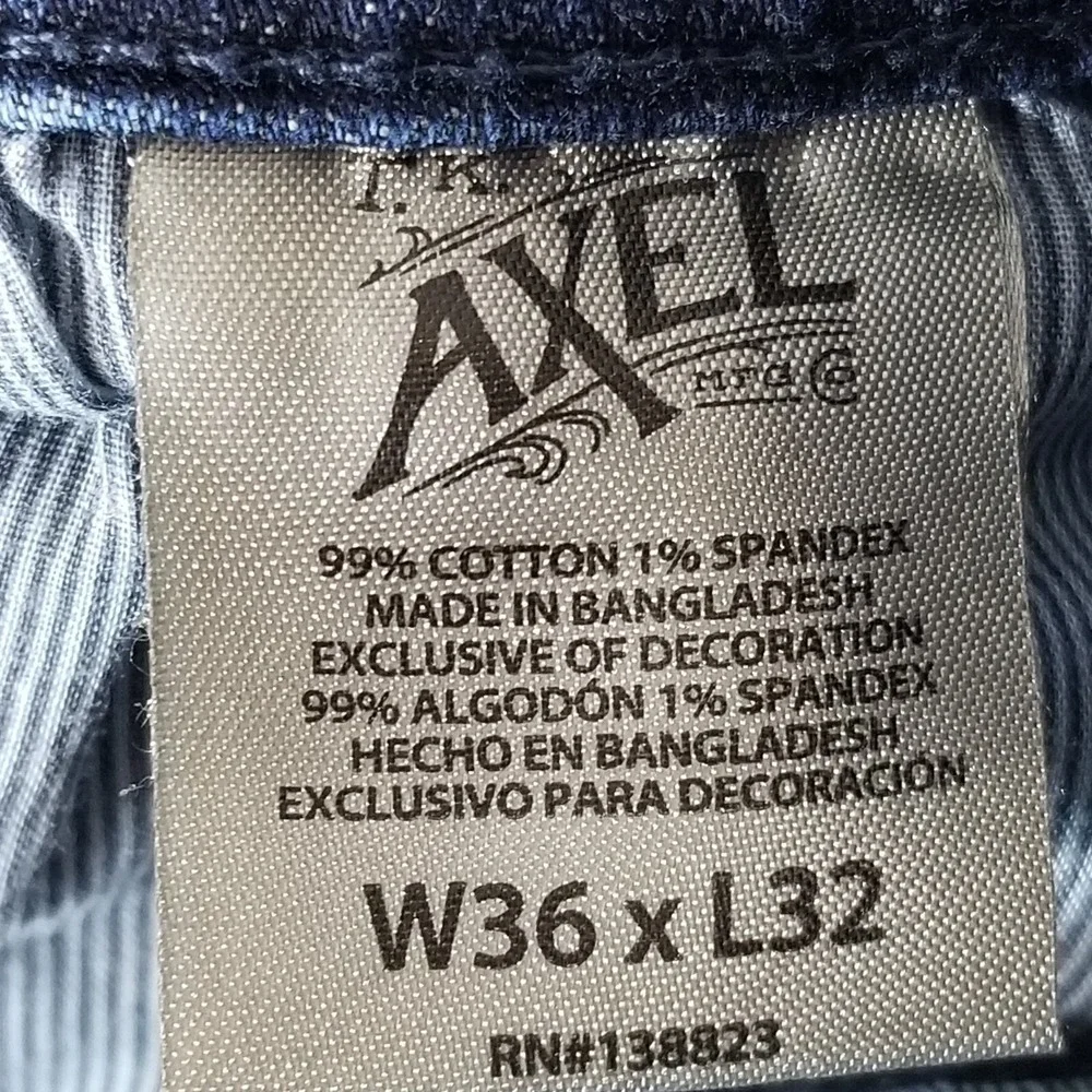 TK Axel jeans men's 36x32 Slim bootcut blue stretch denim pants retro Y2K